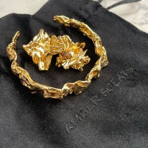 AMBER SCEATS REESE EARRINGS & BRACELET IN 24K GOLD